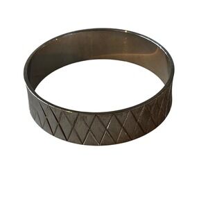 Monet Bangle Bracelet‎ Silver Vintage Etched Diamond Harlequin Pattern